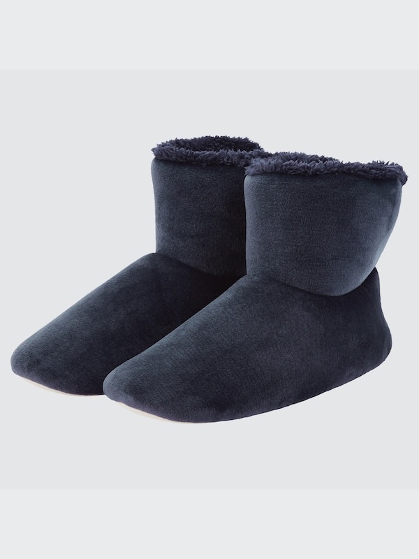 Uniqlo Navy Fleece Velour Boot Slippers